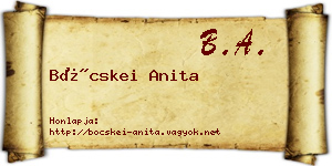 Böcskei Anita névjegykártya